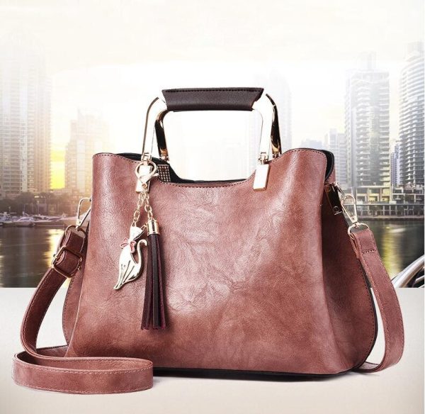 Luxury Quality Women Leather Casual Tote Vintage Tassel Female Shoulder Bag