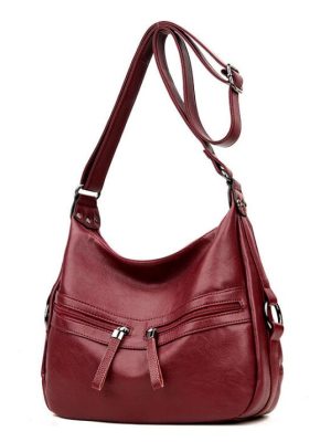 Soft Leather LUXURY bags handbags women famous brands Solid Double Zipper Bag