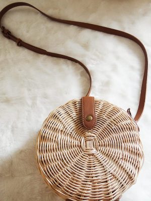 Women Straw Bag Bohemian Bali Round Straw Rattan Bag Wicker Circle Beach Handbag Handmade Kintted Shoulder Bags