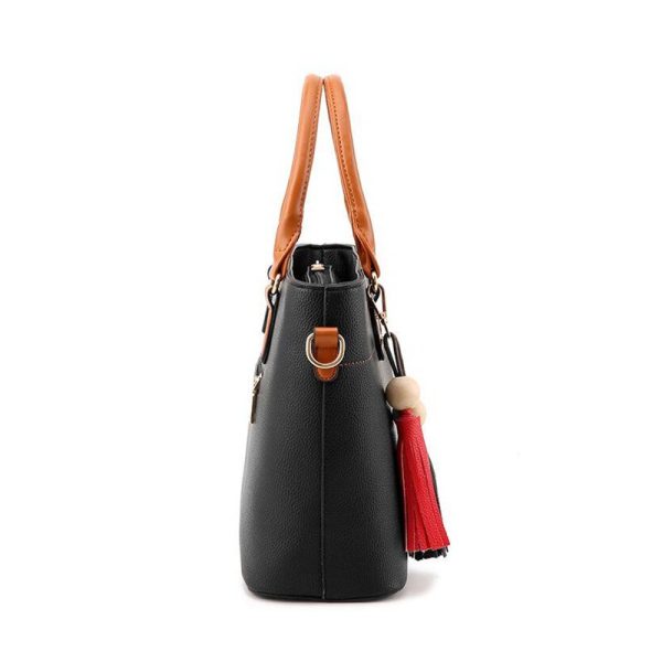 Large Capacity Tassel Tote Bag Women Soft Leather Ladies Handbag - Image 3