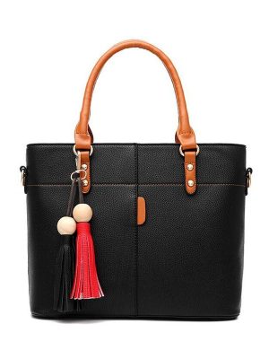 Large Capacity Tassel Tote Bag Women Soft Leather Ladies Handbag