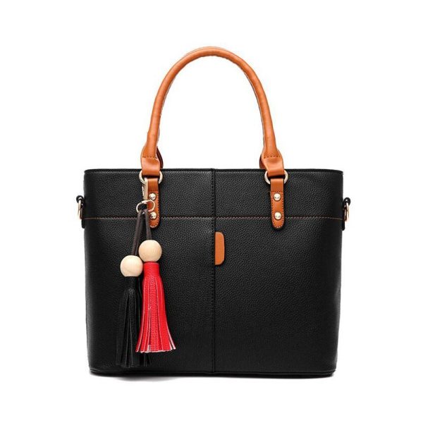 Large Capacity Tassel Tote Bag Women Soft Leather Ladies Handbag