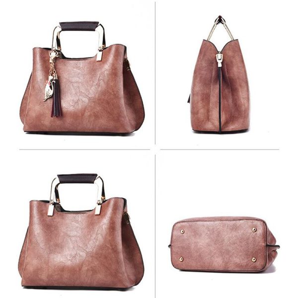 Luxury Quality Women Leather Casual Tote Vintage Tassel Female Shoulder Bag - Image 6