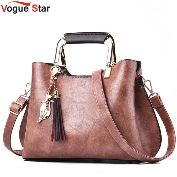 Luxury Quality Women Leather Casual Tote Vintage Tassel Female Shoulder Bag - Image 2