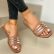 Women's Summer Striped Slip-On PU Sandals for Comfort and Style