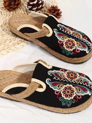 Vanessas Woman Shoes Embroidered Flats Fashion Flat Shoe