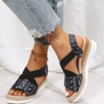 Vanessas Women Sandals Peep Toe Wedges Female Causal Elastic Band Slip-on Ladies Sandals - Image 4