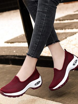 Vanessas Women Sneakers Ladies Slip on Knitting Autumn Walking Shoes