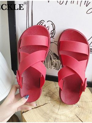 Vanessas Women Summer Pvc Slippers Slip On Thick Bottom Platform Woman Open Toe Casual Beach Slippers