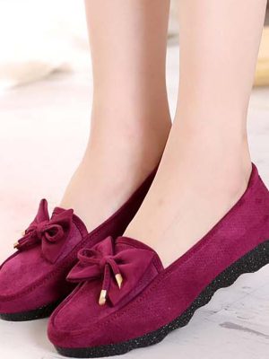 Vanessas Women’s Flat Shoes Ballet Flats Moccasin Woman Butterfly-knot Slip On Soft Sole Loafers