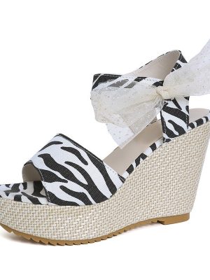 Vanessas Women’s Sandals Wedges Platform Ladies Butterfly Knot Elegant Female Sandals