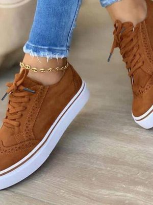 Vanessas Women’s Sneakers Lace Up Ladies Flat Shoes for Women Autumn Vulcanized Shoes