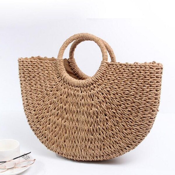 Summer Beach Bag Hand Woven Straw Bags Fashion Women Casual Tote Large Capacity Shopping Bag