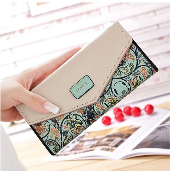 New Fashion Flowers Envelope Women Wallet Hot Sale Long Leather Wallets Popular Change Purse Casual Ladies Cash Purse - Image 3