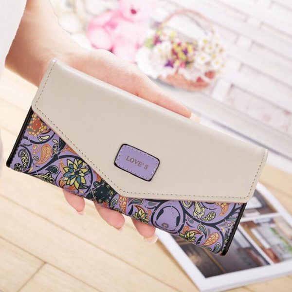 New Fashion Flowers Envelope Women Wallet Hot Sale Long Leather Wallets Popular Change Purse Casual Ladies Cash Purse - Image 5