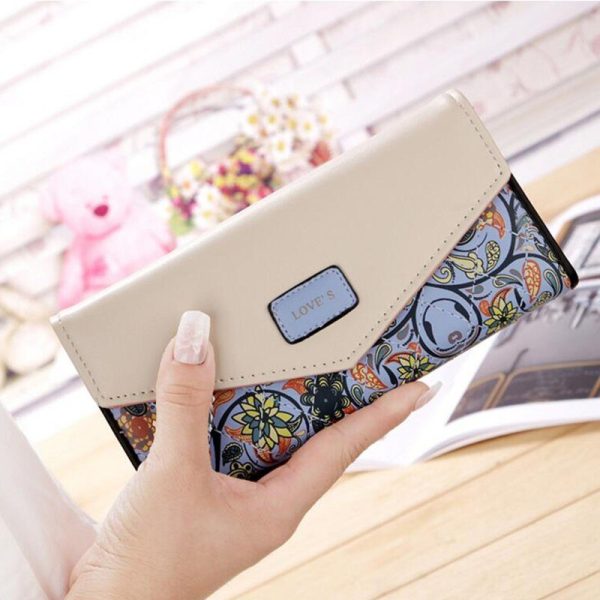 New Fashion Flowers Envelope Women Wallet Hot Sale Long Leather Wallets Popular Change Purse Casual Ladies Cash Purse - Image 2