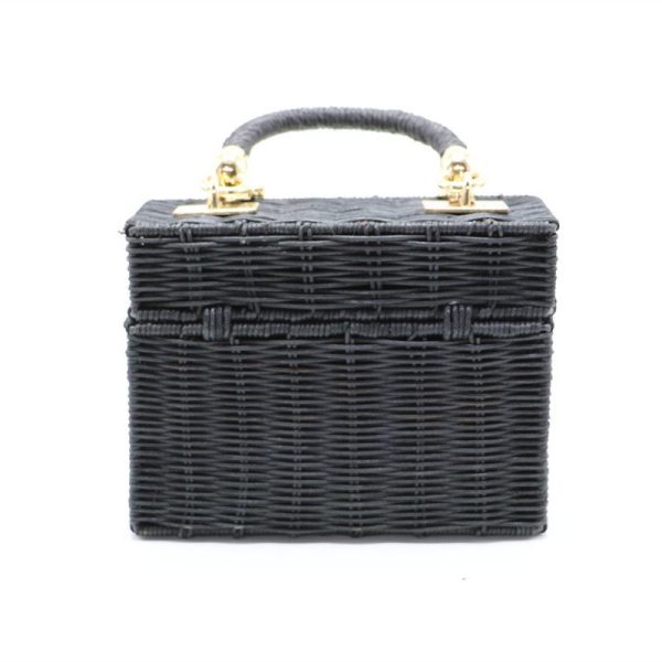 New rattan black straw Shoulder Bag Women hand-woven Messenger Bag Summer Beach Square box Straw Handbag - Image 3