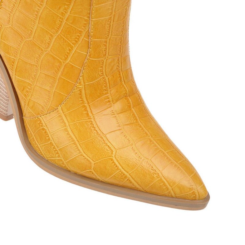 Vanessa's Square High Heel PU Leather Slip on Leisure Women Boots - Image 4