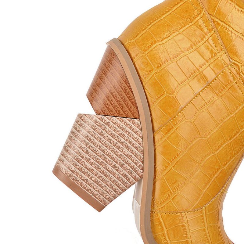 Vanessa's Square High Heel PU Leather Slip on Leisure Women Boots - Image 5
