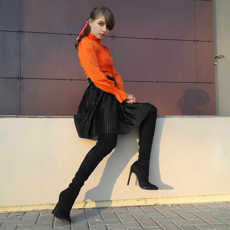 Vanessas Winter Over The Knee Women Boots Stretch Fabrics High Heel - Image 2