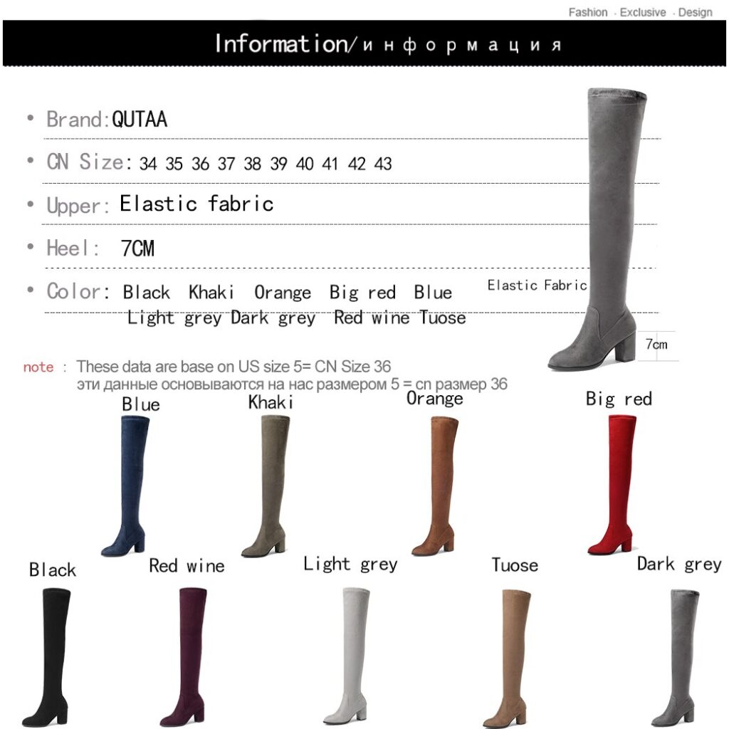 Vanessa's Women Over The Knee High Boots Square High Heel Women Shoes - Image 5