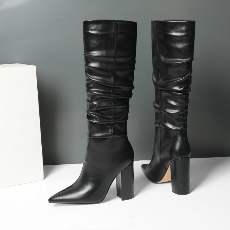 Vanessas Keep Warm Knee High Boots Autumn Winter PU Leather Women Shoes - Image 4