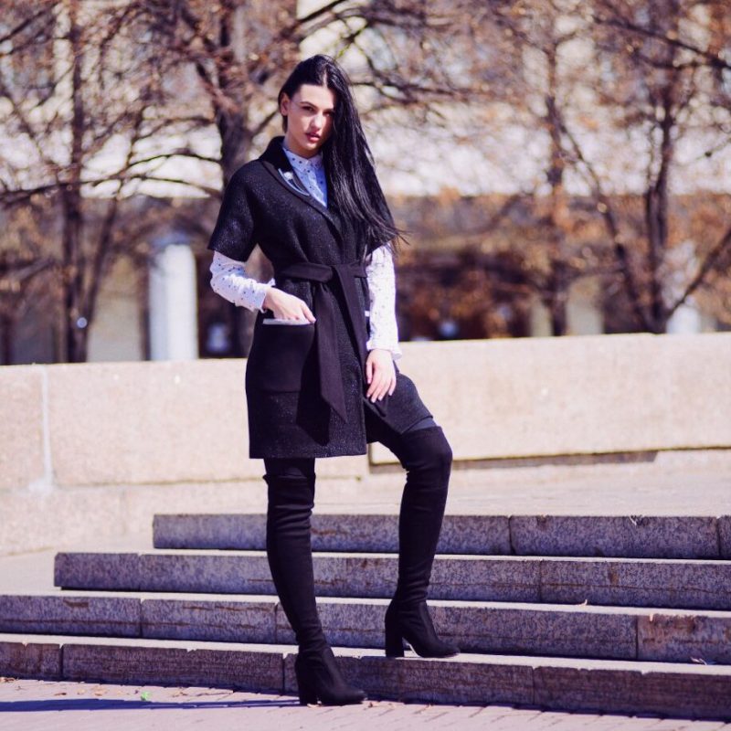 Vanessa's New Flock Leather Women Over The Knee Boots Lace Up Sexy High Heels - Image 3