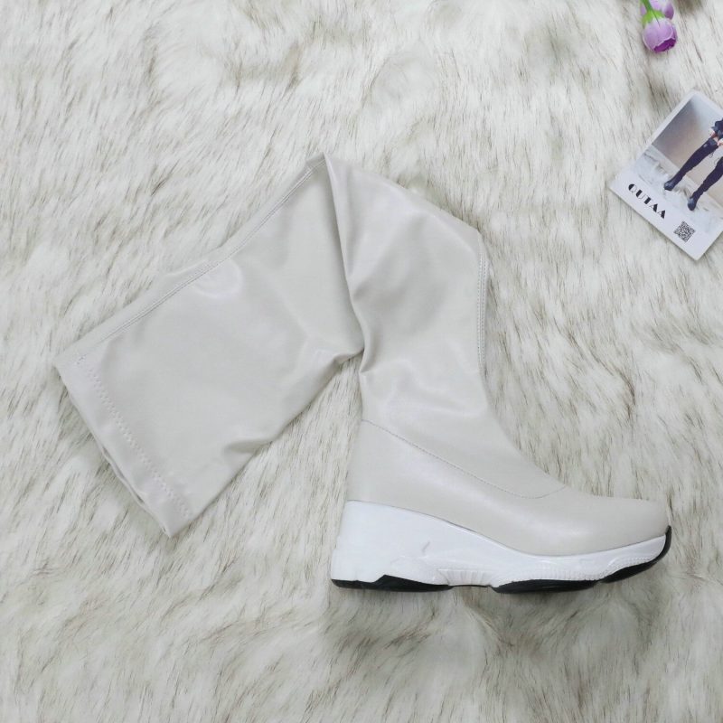 Vanessa's Round Toe Autumn Winter Casual Women Shoes Stretch PU Over The Knee Boots - Image 3