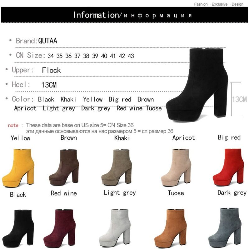 Vanessas's Women Ankle Boots Square High Heel Fashion Winter Shoes - Image 5