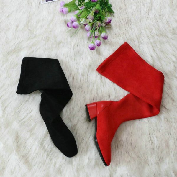 Vanessas Women Over The Knee Boots Autumn Winter Square Toe Women Shoes - Image 3