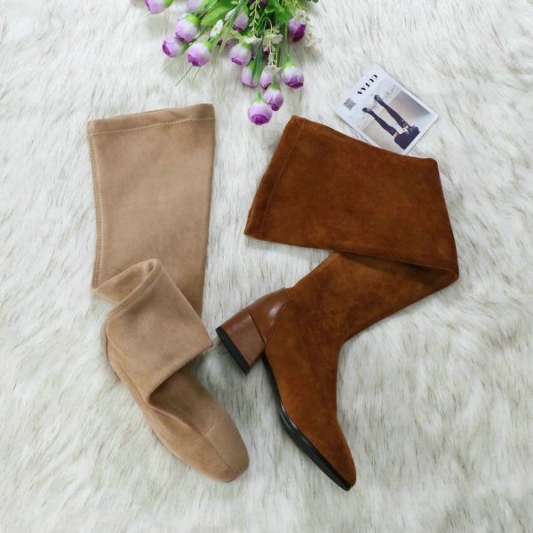 Vanessas Women Over The Knee Boots Autumn Winter Square Toe Women Shoes - Image 4