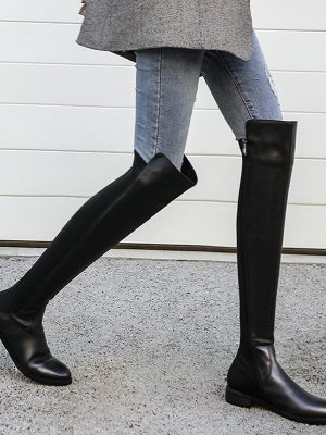 Vanessa’s Low Heel Women Shoes Genuine Leather Over The Knee High Boots