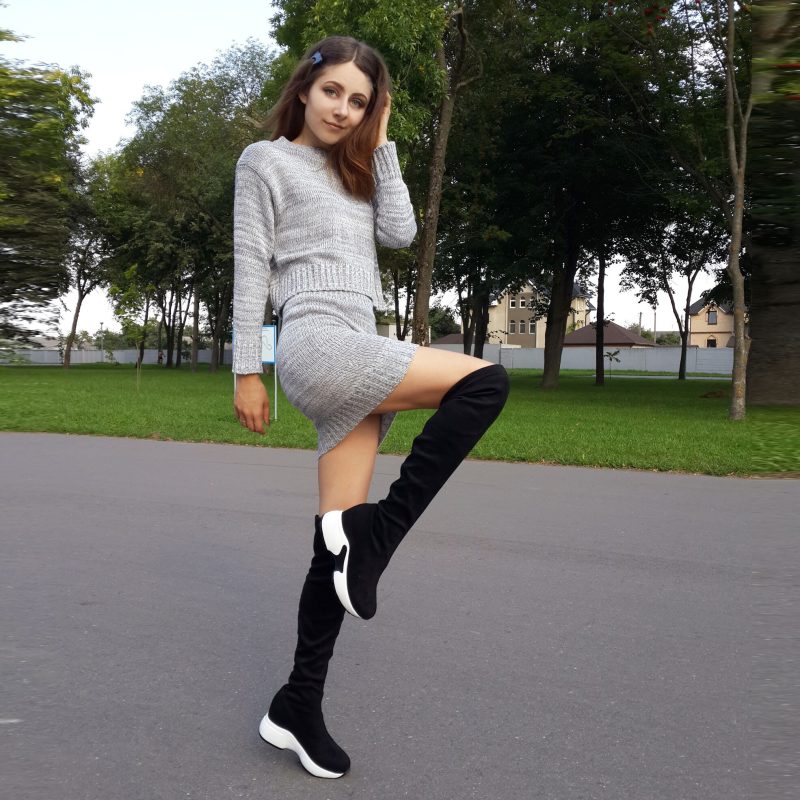 Vanessas Stretch Fabrics Over The Knee Boots Height Increasing Round Toe - Image 3