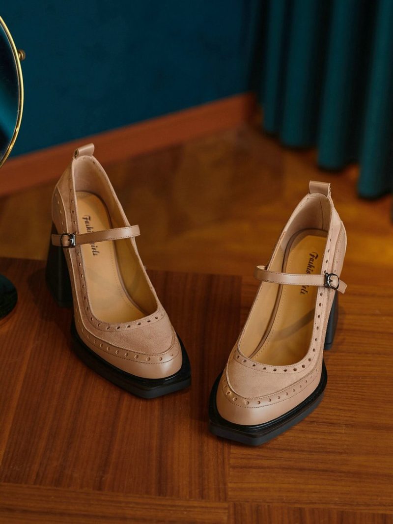 Vanessas Women Pumps Office Ladies Square Toe Spring Summer Thick High Heels - Image 2
