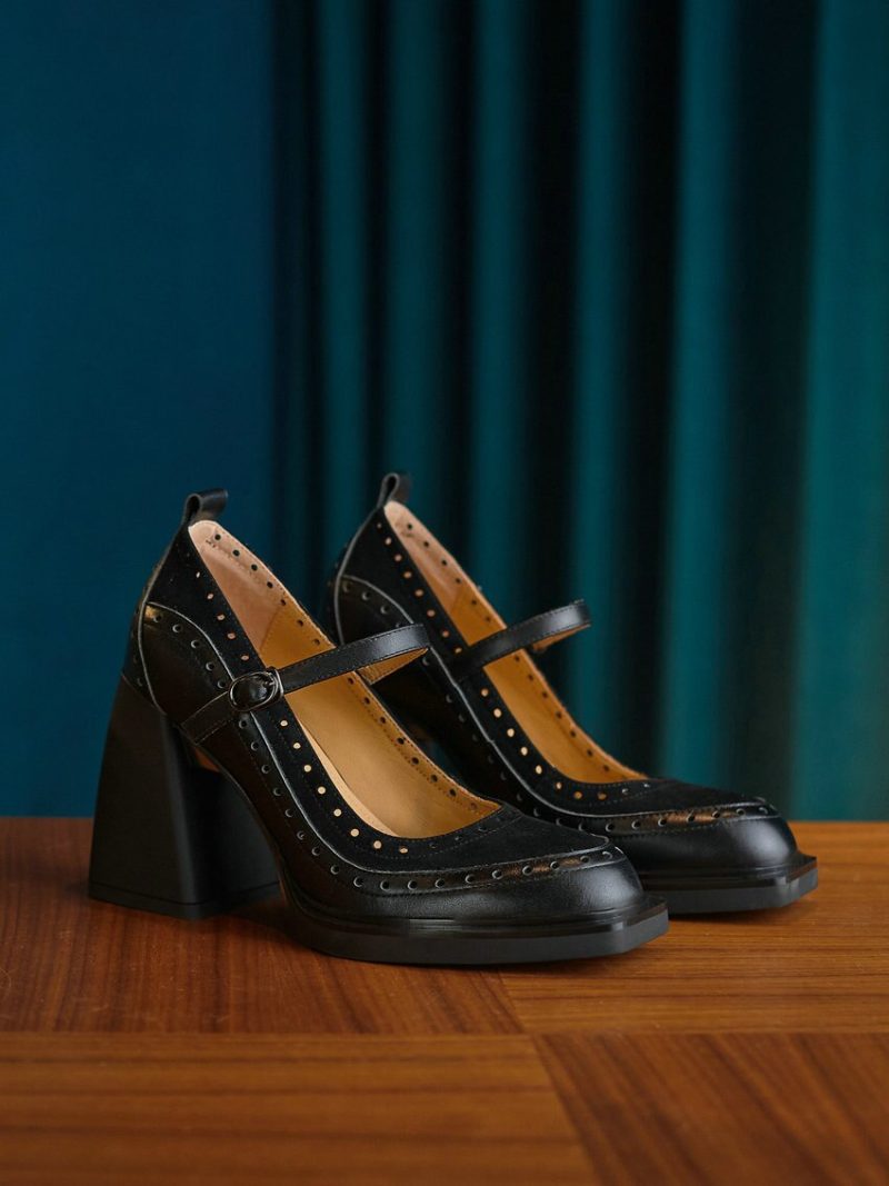 Vanessas Women Pumps Office Ladies Square Toe Spring Summer Thick High Heels - Image 3