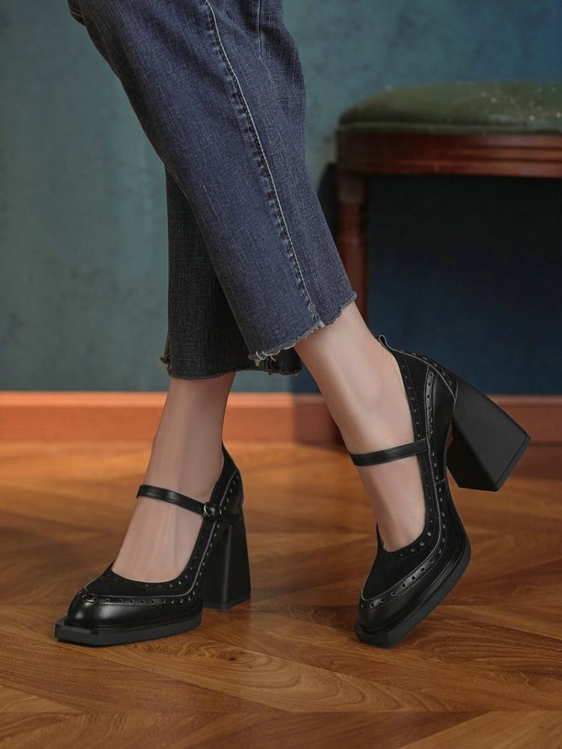 Vanessas Women Pumps Office Ladies Square Toe Spring Summer Thick High Heels - Image 5