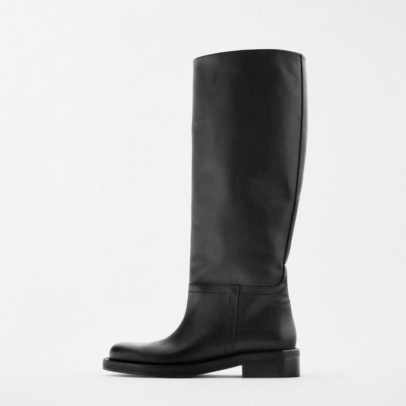 Vanessas ZA Women Knee High Boots Full Cow Leather Med Heels Woman Boots - Image 4