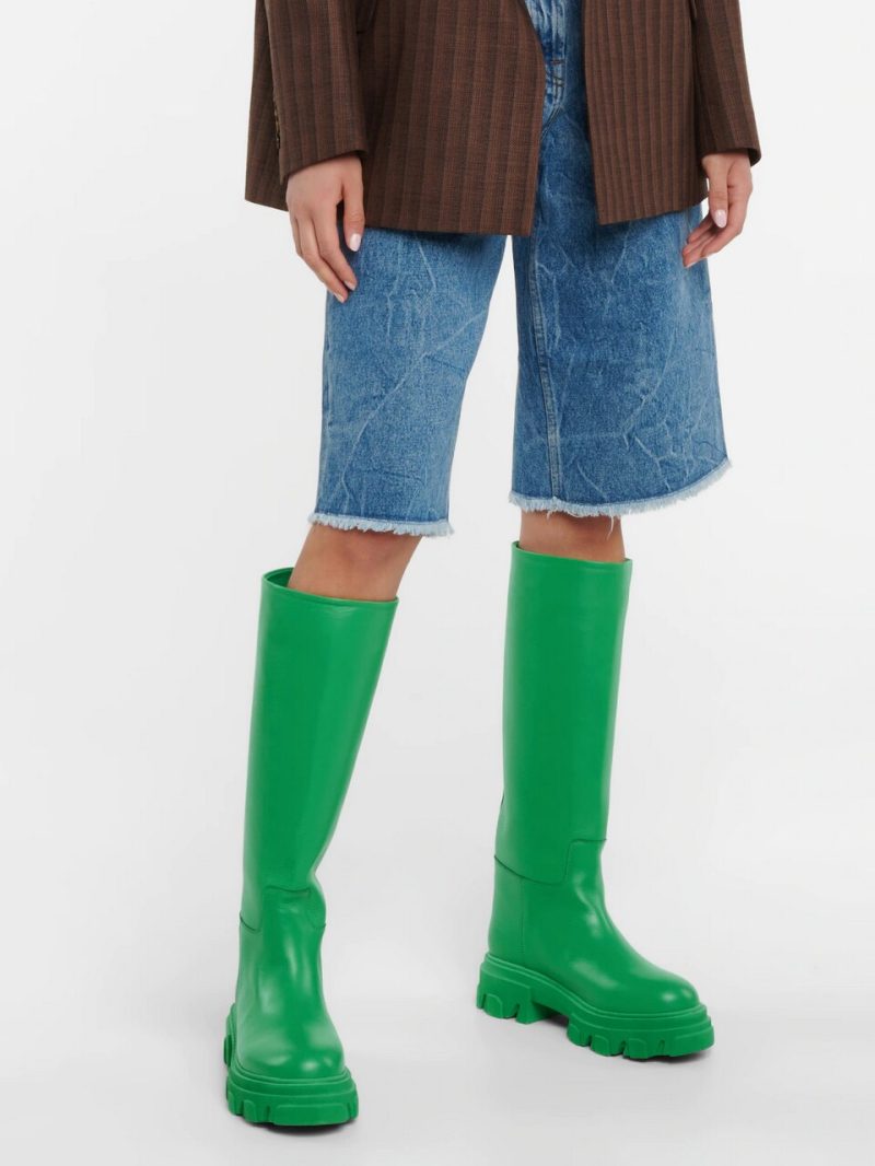 Vanessa's Women Knee High Boots Genuine Leather Low Heel Chelsea Winter Warm Shoes - Image 2