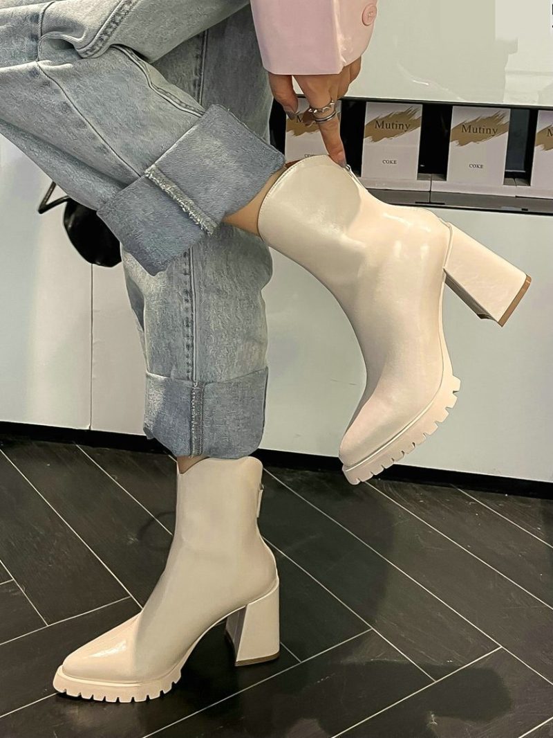 Vanessas 2023 Pointed Toe Thick High Heels Women Ankle Boots - Image 4