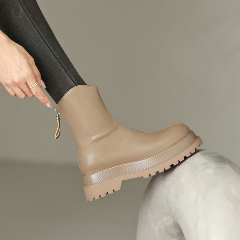 Vanessa's Vintage Women Ankle Boots Autumn Winter Female Office Round Toe Med Heels - Image 4