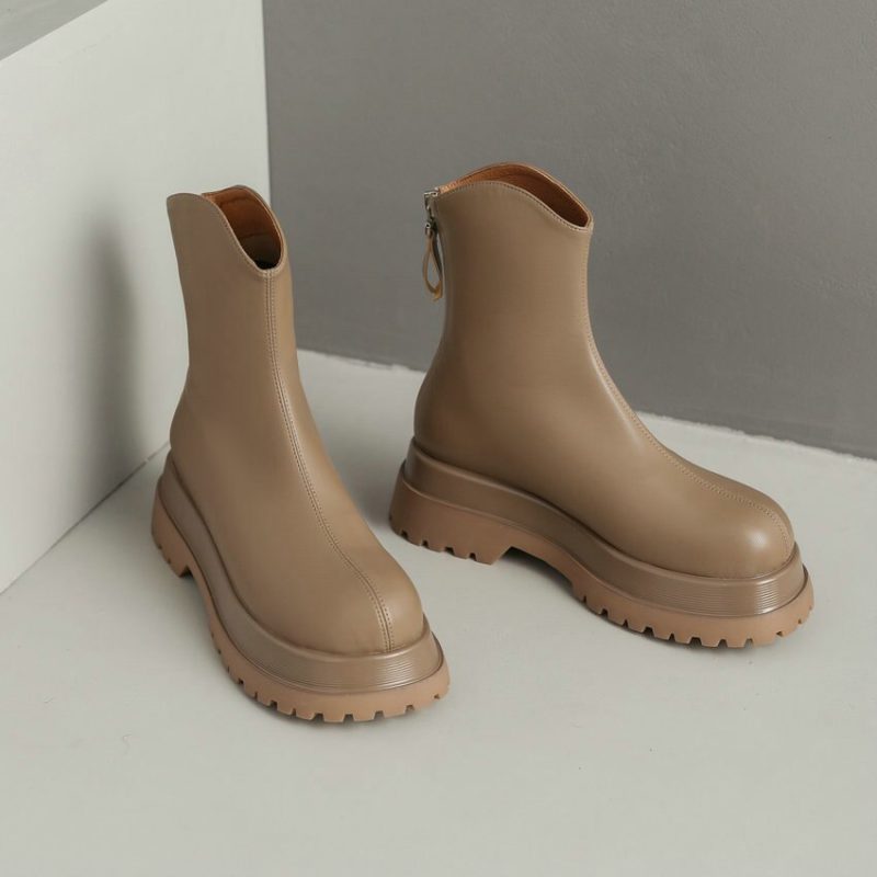 Vanessa's Vintage Women Ankle Boots Autumn Winter Female Office Round Toe Med Heels - Image 6