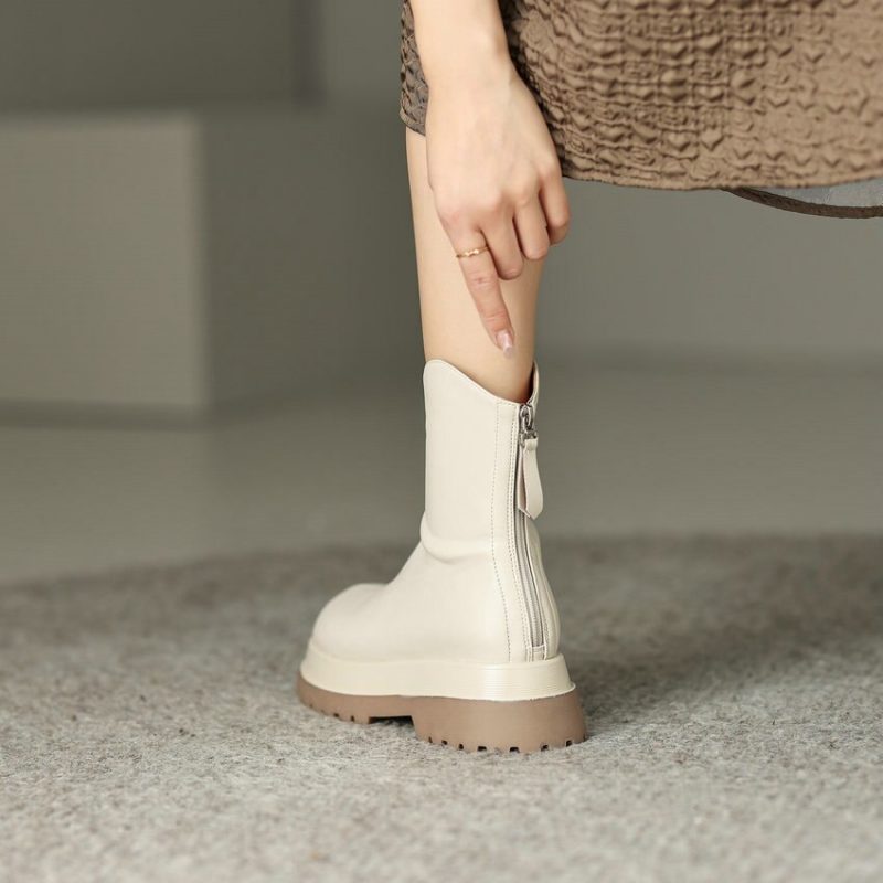 Vanessa's Vintage Women Ankle Boots Autumn Winter Female Office Round Toe Med Heels - Image 2