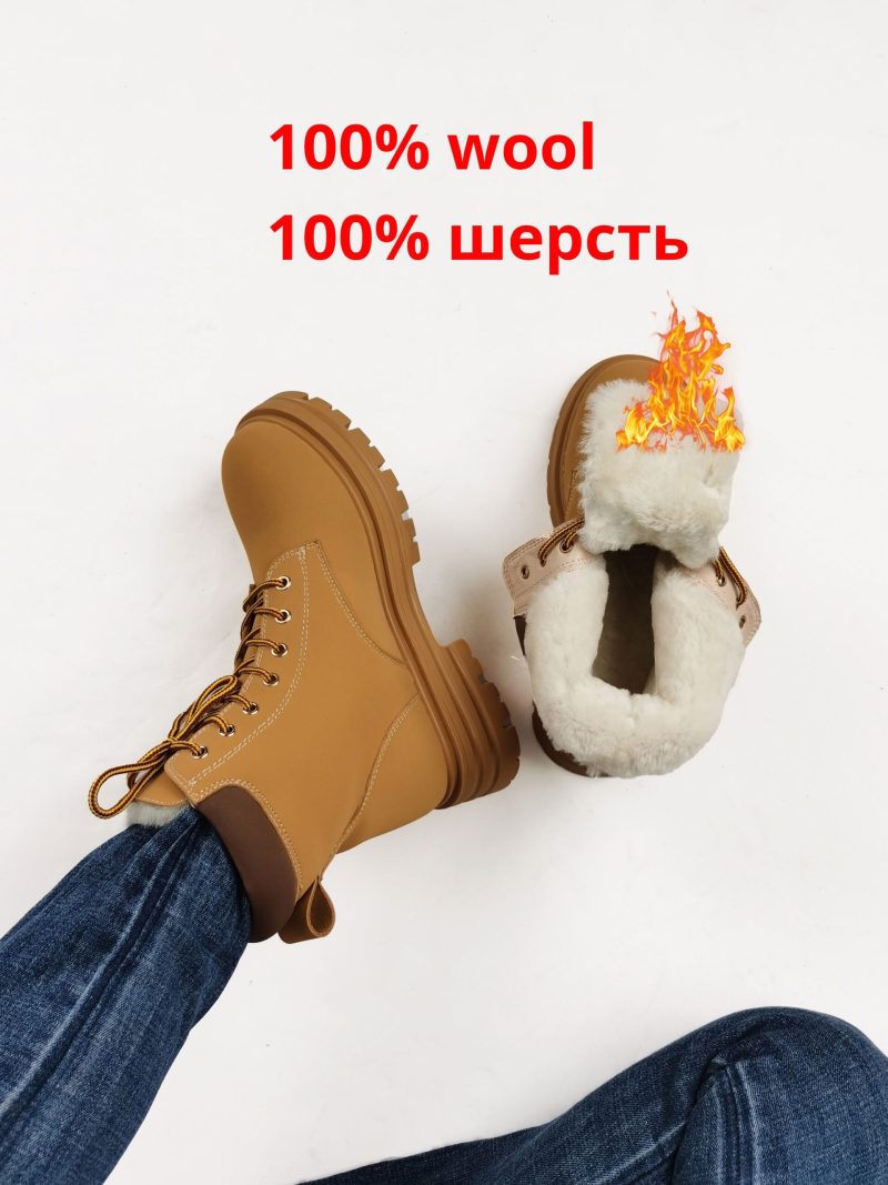 Vanessas 2023 Winter Casual Warm Wool Women Ankle Boots Genuine Leather Platforms Boots - Image 3