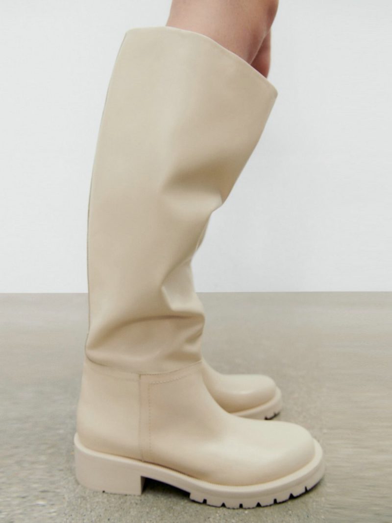 Vanessa's Women Fashion Genuine Leather Knee High Boots Casual Shoes Winter Woman Square Med Heels - Image 2