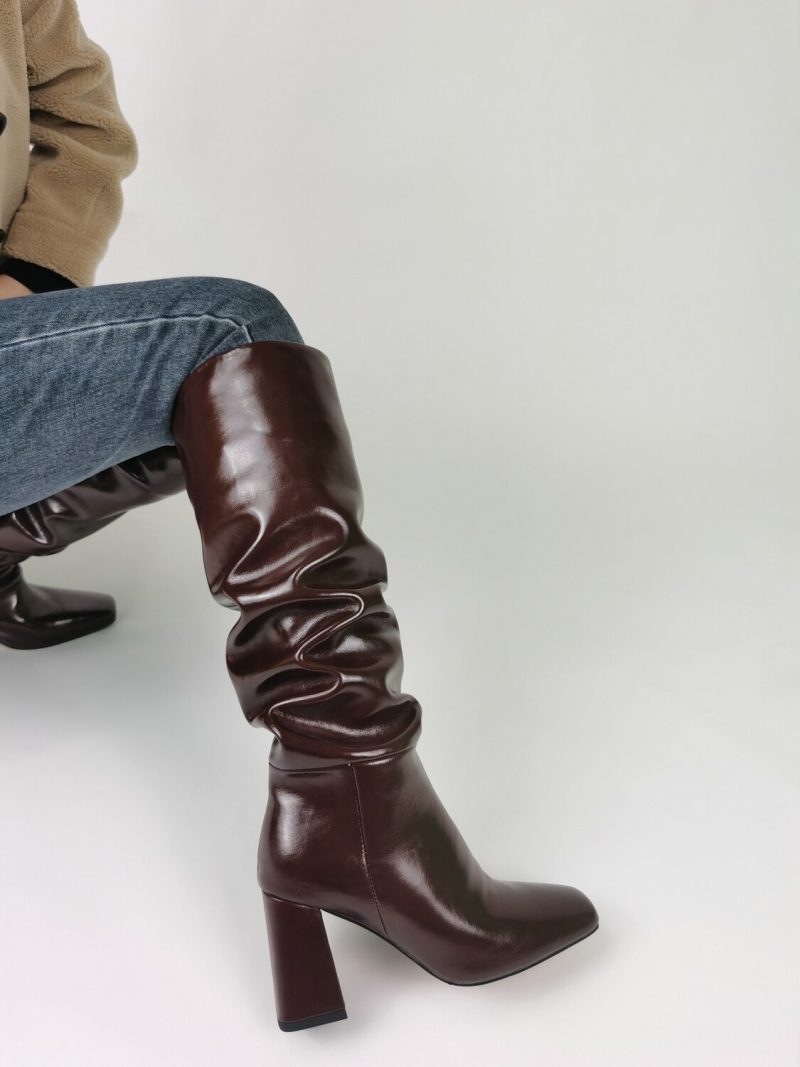 Vanessas 2023 Women Knee High Boots Square Toe Genuine Leather Long Boots - Image 3