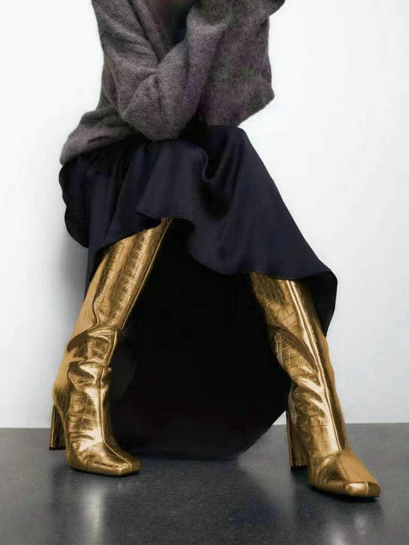 Vanessa's Thin High Heel Women Knee High Boots Microfiber Long Boots - Image 4