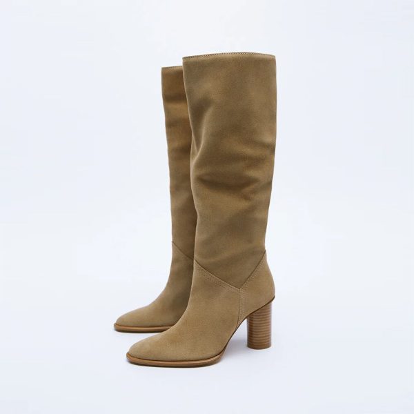 Vanessa's Fashion Women Winter Genuine Leather Knee High Boots Lady Pointed Toe High Heels - Image 4