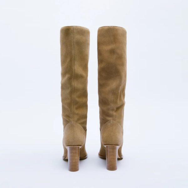 Vanessa's Fashion Women Winter Genuine Leather Knee High Boots Lady Pointed Toe High Heels - Image 5