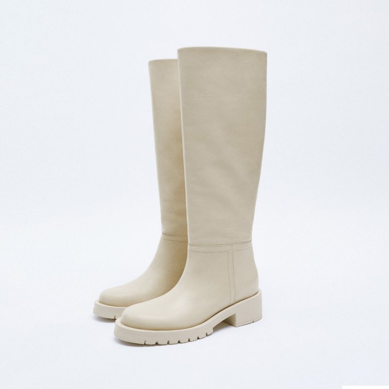 Vanessas Fashion Women Knee High Boots Full Cow Leather Warm Flats Thick High Heels - Image 5