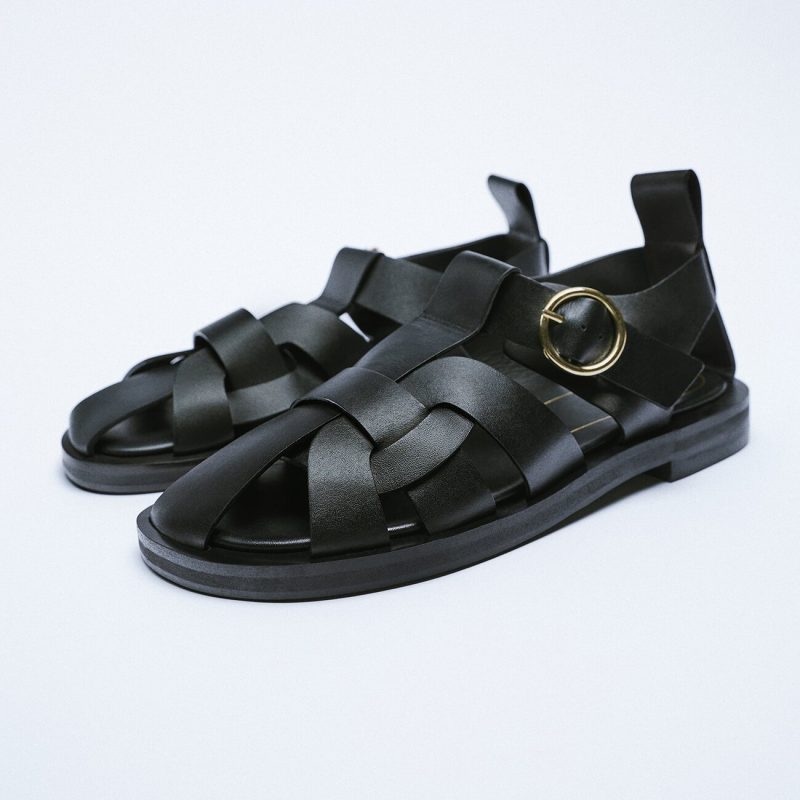 Vanessa's Women Genuine Leather Flats Heels Sandals Summer Round Toe Casual Sandals - Image 2
